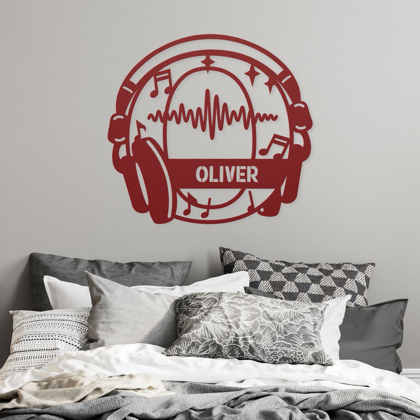 Personalized Headphones Monogram Letter O - Metal Sign