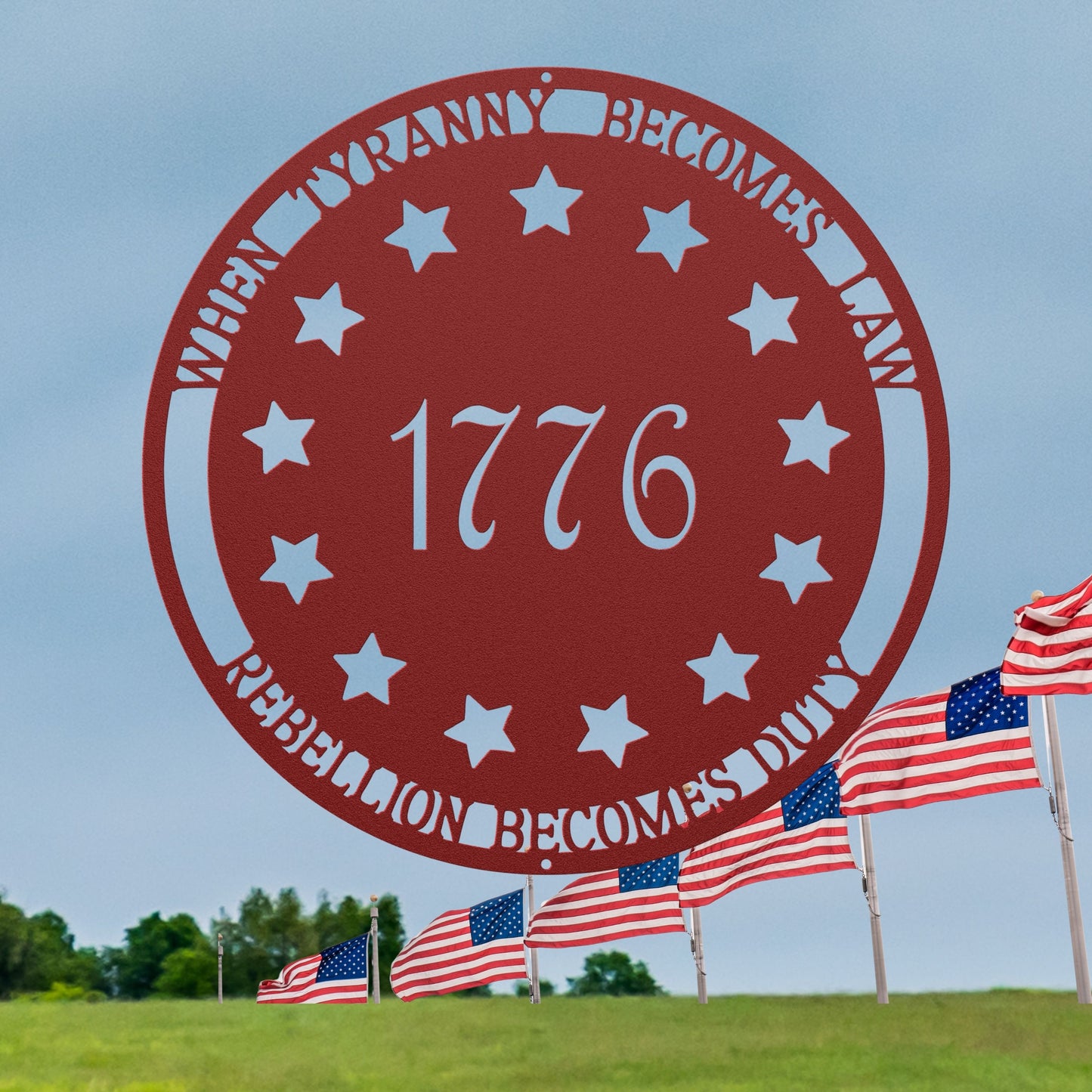 Patriotic 1776 & 13 Stars Metal Sign Wall Art