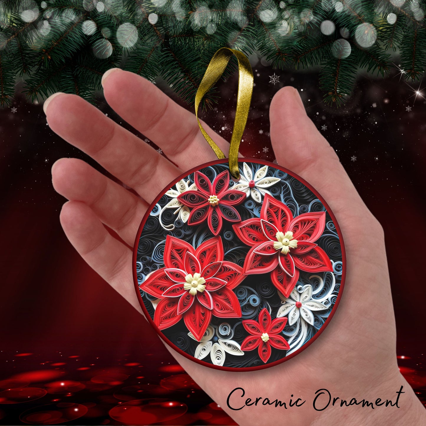 Red 3D Christmas Ceramic Ornament 06-09