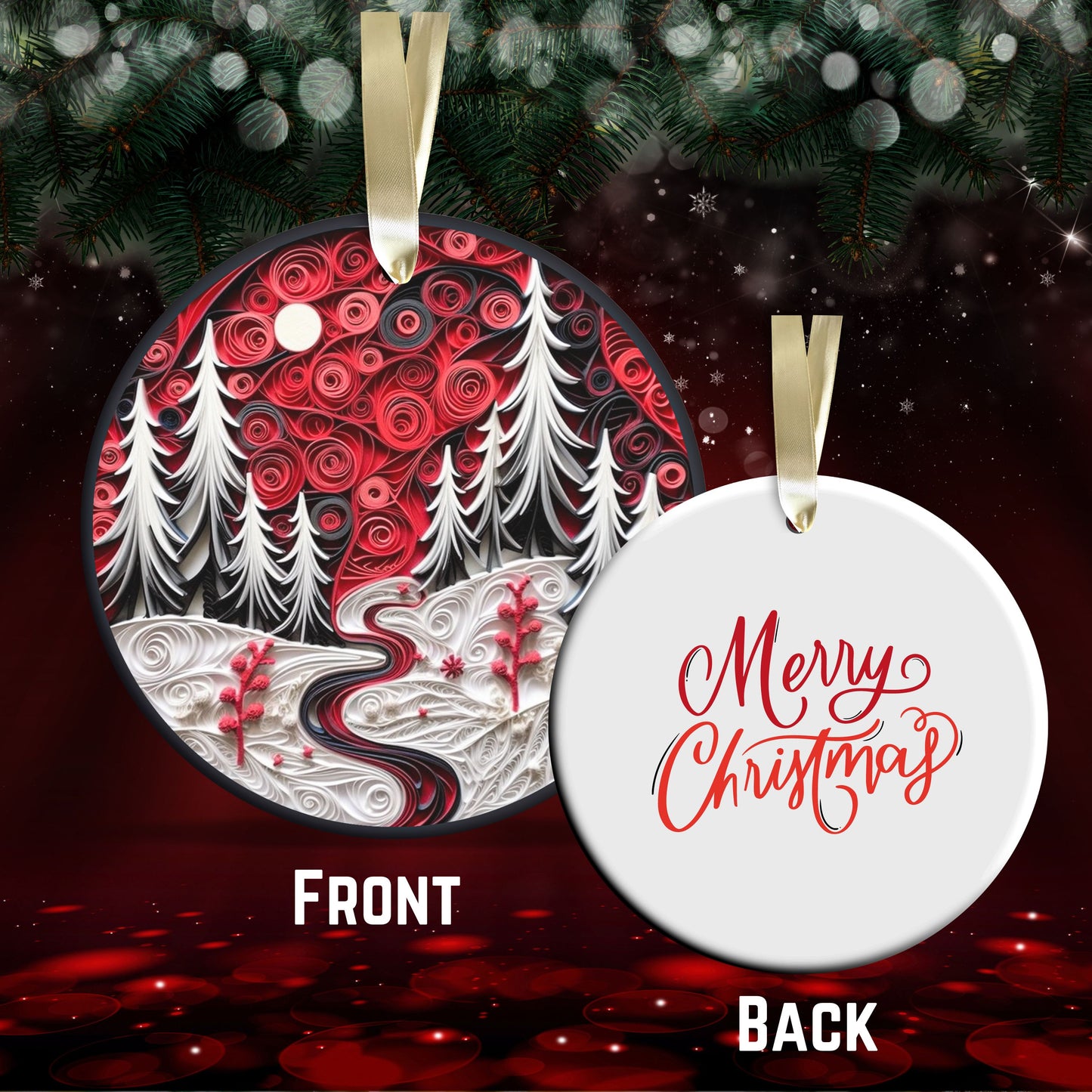 Red 3D Christmas Ceramic Ornament 06-16