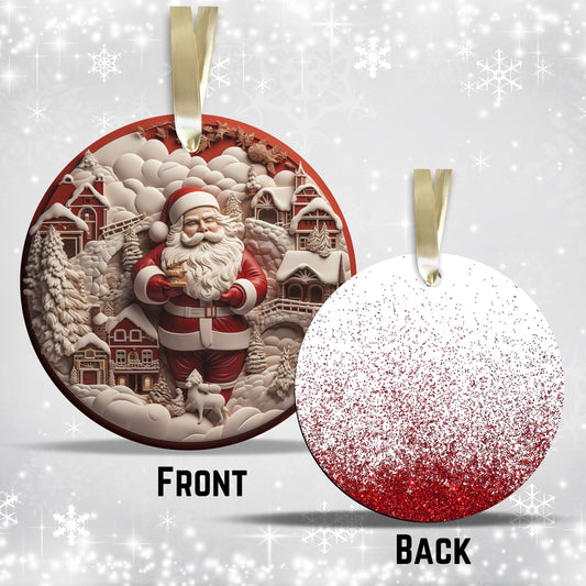 Red 3D Santa Christmas Ceramic Ornament 01-01
