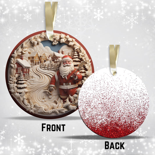 Red 3D Santa Christmas Ceramic Ornament 01-02