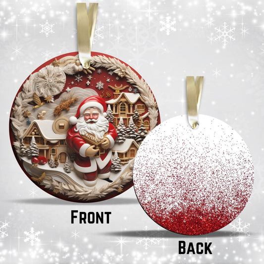 Red 3D Santa Christmas Ceramic Ornament 01-04