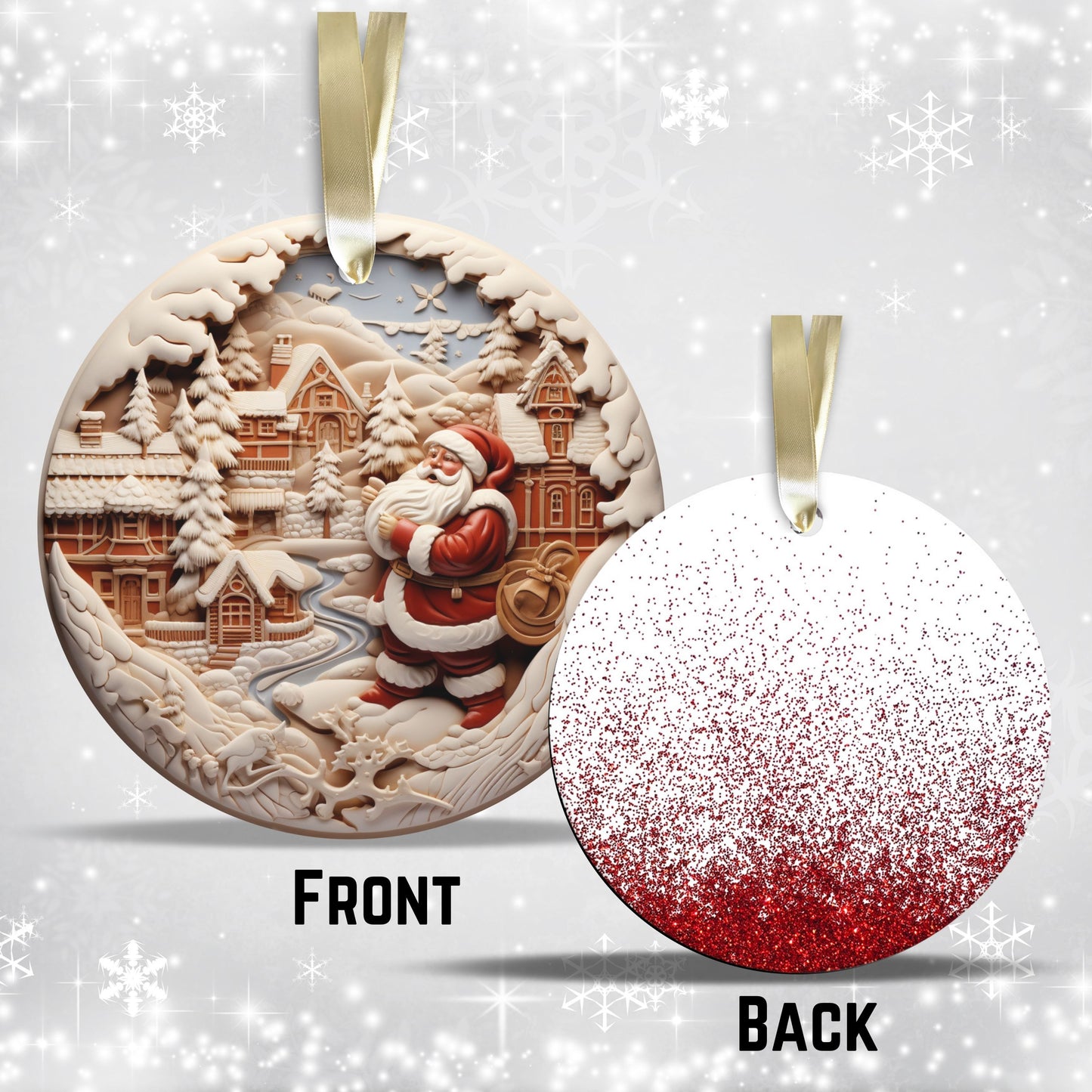 Red 3D Santa Christmas Ceramic Ornament 01-05