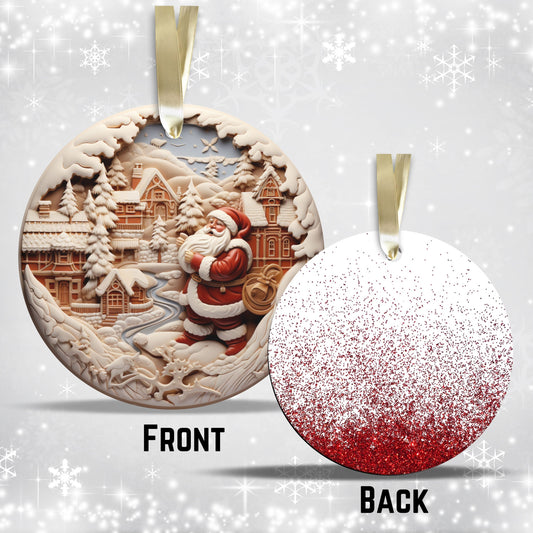 Red 3D Santa Christmas Ceramic Ornament 01-05