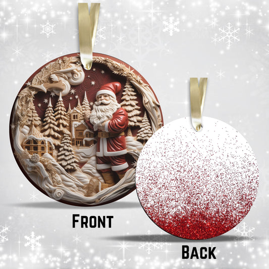 Red 3D Santa Christmas Ceramic Ornament 01-06