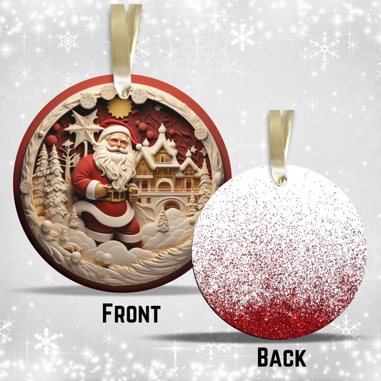 Red 3D Santa Christmas Ceramic Ornament 01-08