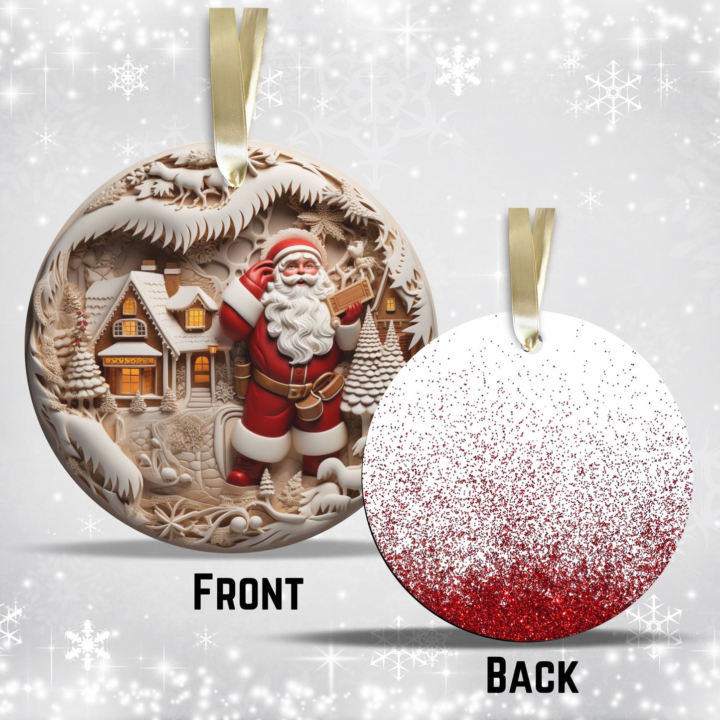 Red 3D Santa Christmas Ceramic Ornament 01-09