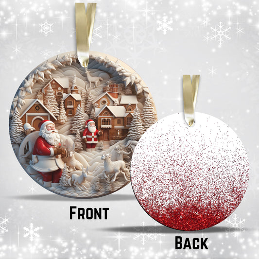 Red 3D Santa Christmas Ceramic Ornament 01-10