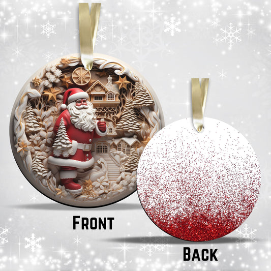 Red 3D Santa Christmas Ceramic Ornament 01-11