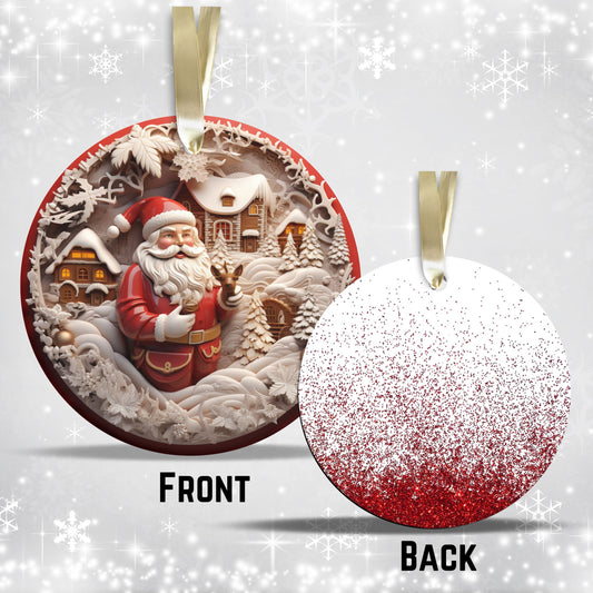 Red 3D Santa Christmas Ceramic Ornament 01-12