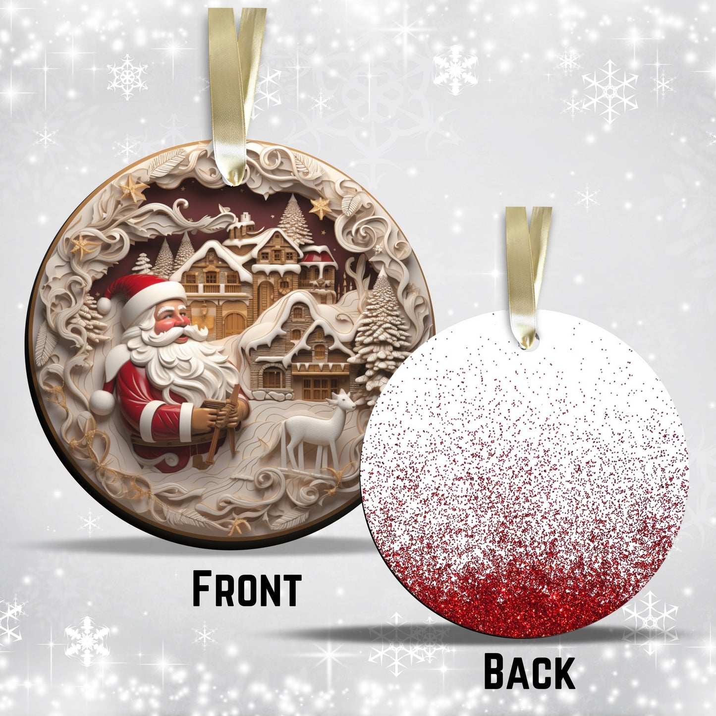 Red 3D Santa Christmas Ceramic Ornament 01-13