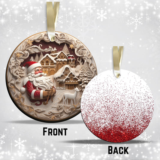 Red 3D Santa Christmas Ceramic Ornament 01-13