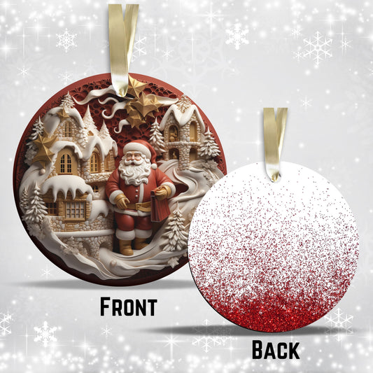 Red 3D Santa Christmas Ceramic Ornament 01-14