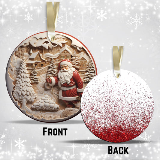 Red 3D Santa Christmas Ceramic Ornament 01-15