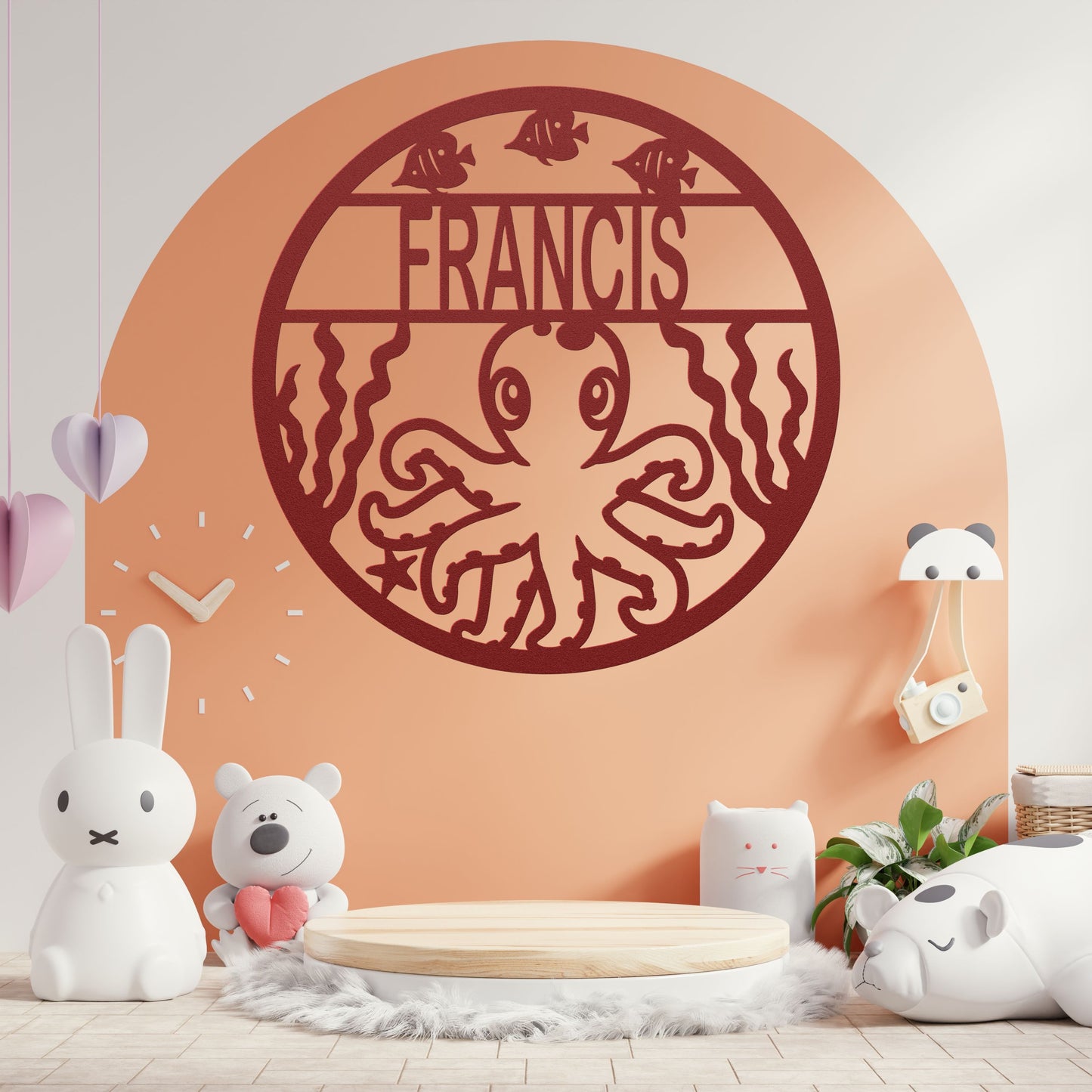 Ocean Animals Nursery Metal Decor - Octopus