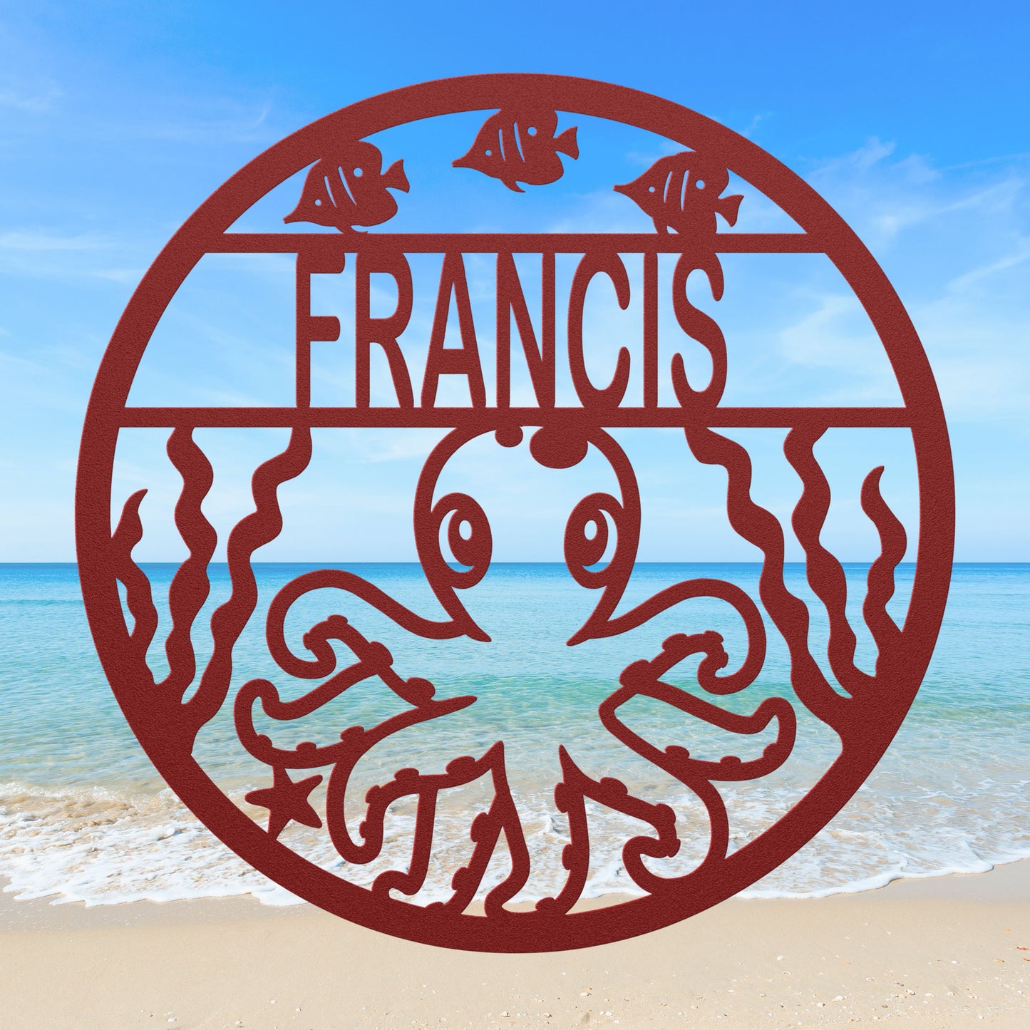 Ocean Animals Nursery Metal Decor - Octopus