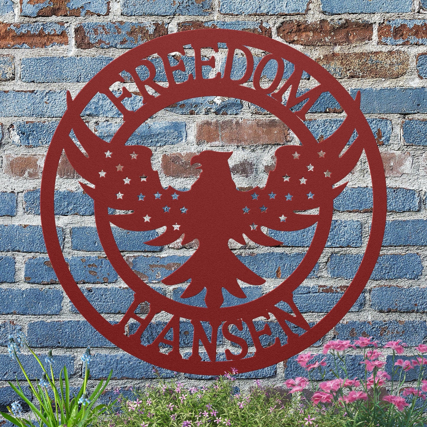 Freedom Flying Eagle with Stars Metal Sign