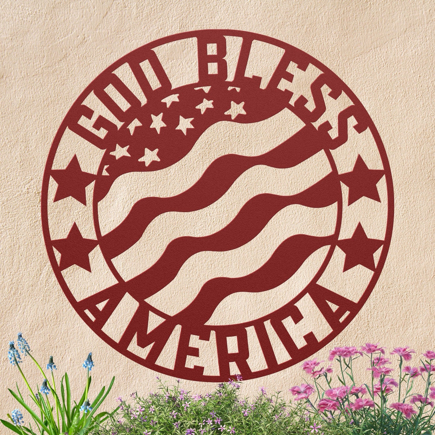 God Bless American Flag Metal Sign