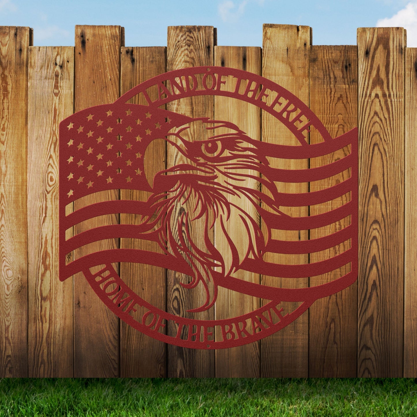 Patriotic Metal Sign With American Flag and Eagle