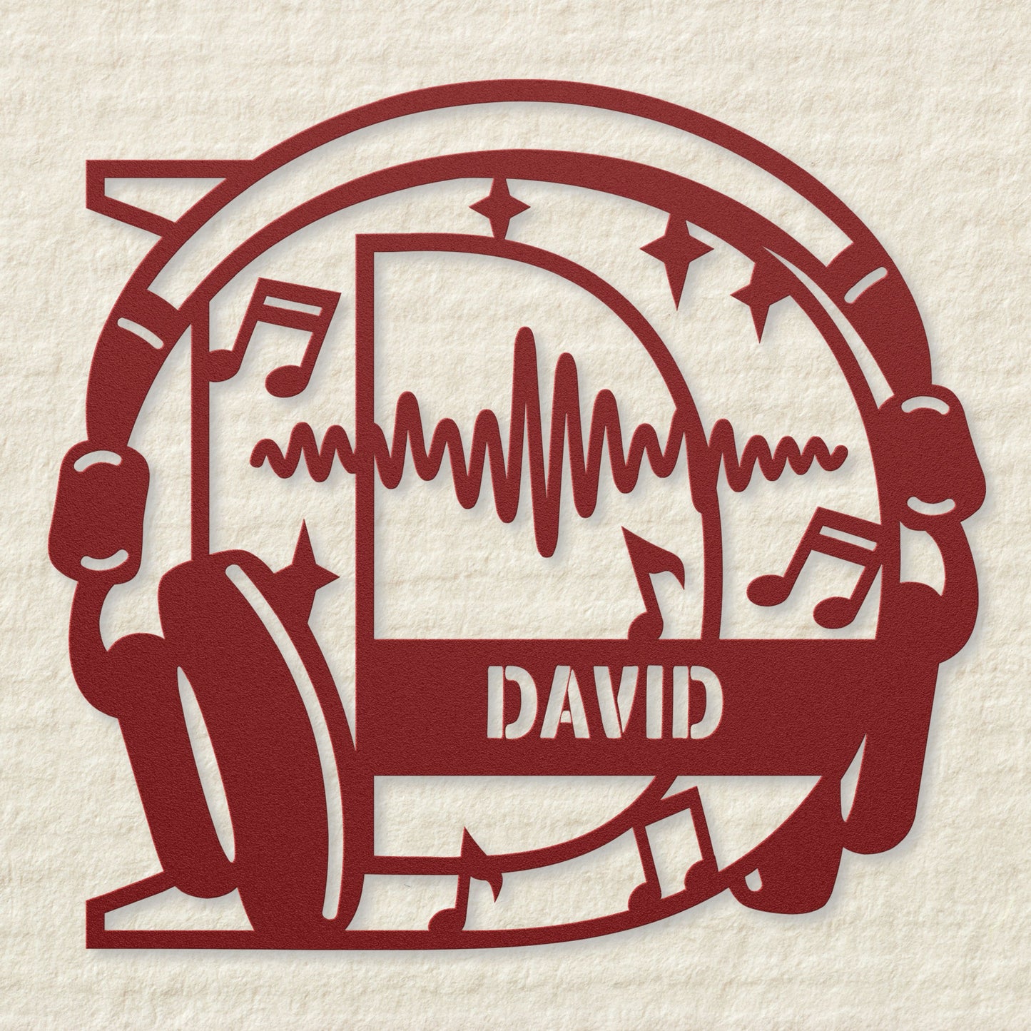 Personalized Headphones Monogram Letter D - Metal Sign
