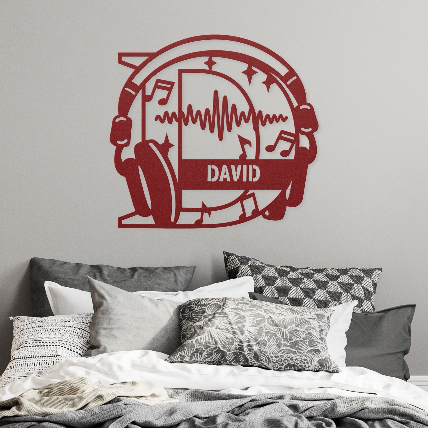 Personalized Headphones Monogram Letter D - Metal Sign