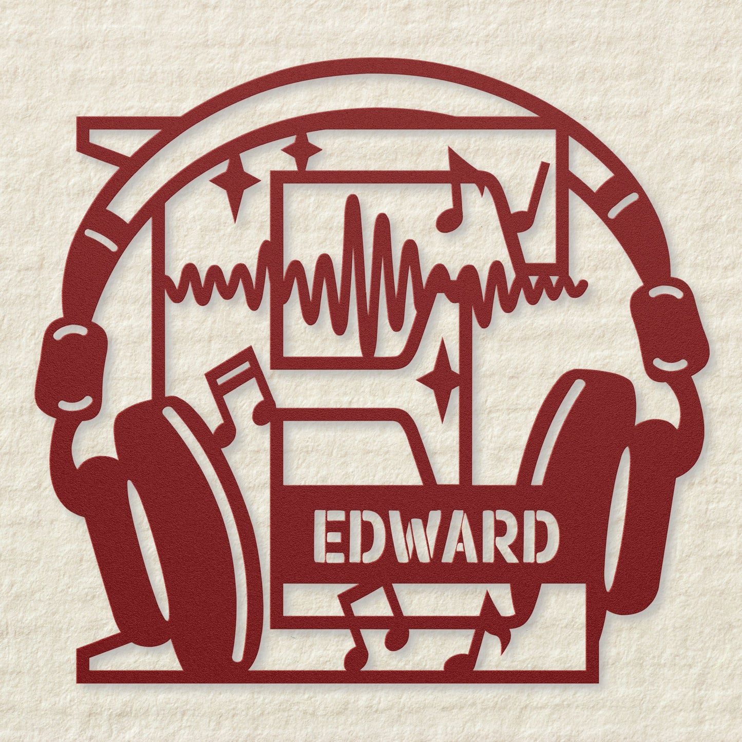 Personalized Headphones Monogram Letter E - Metal Sign