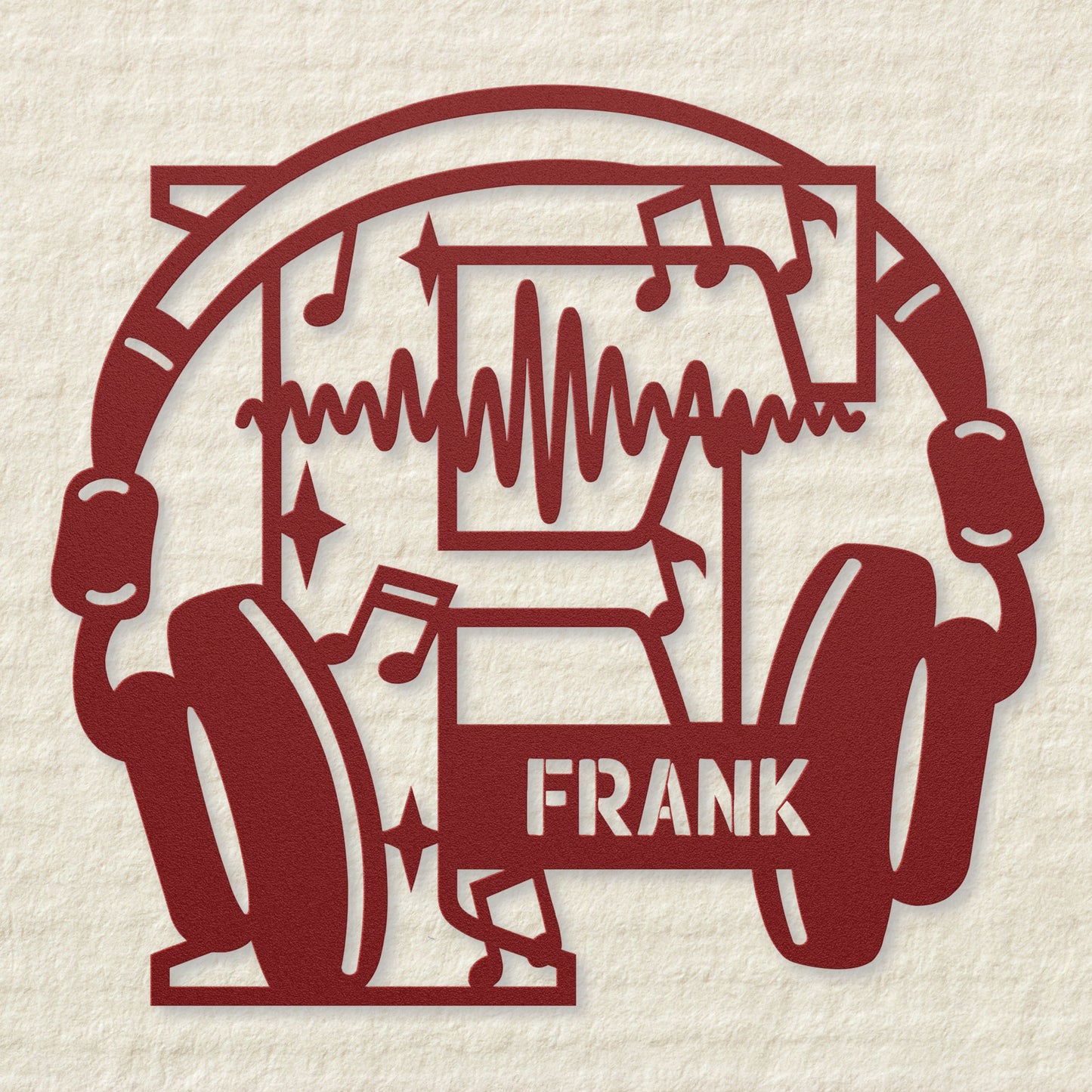 Personalized Headphones Monogram Letter F - Metal Sign