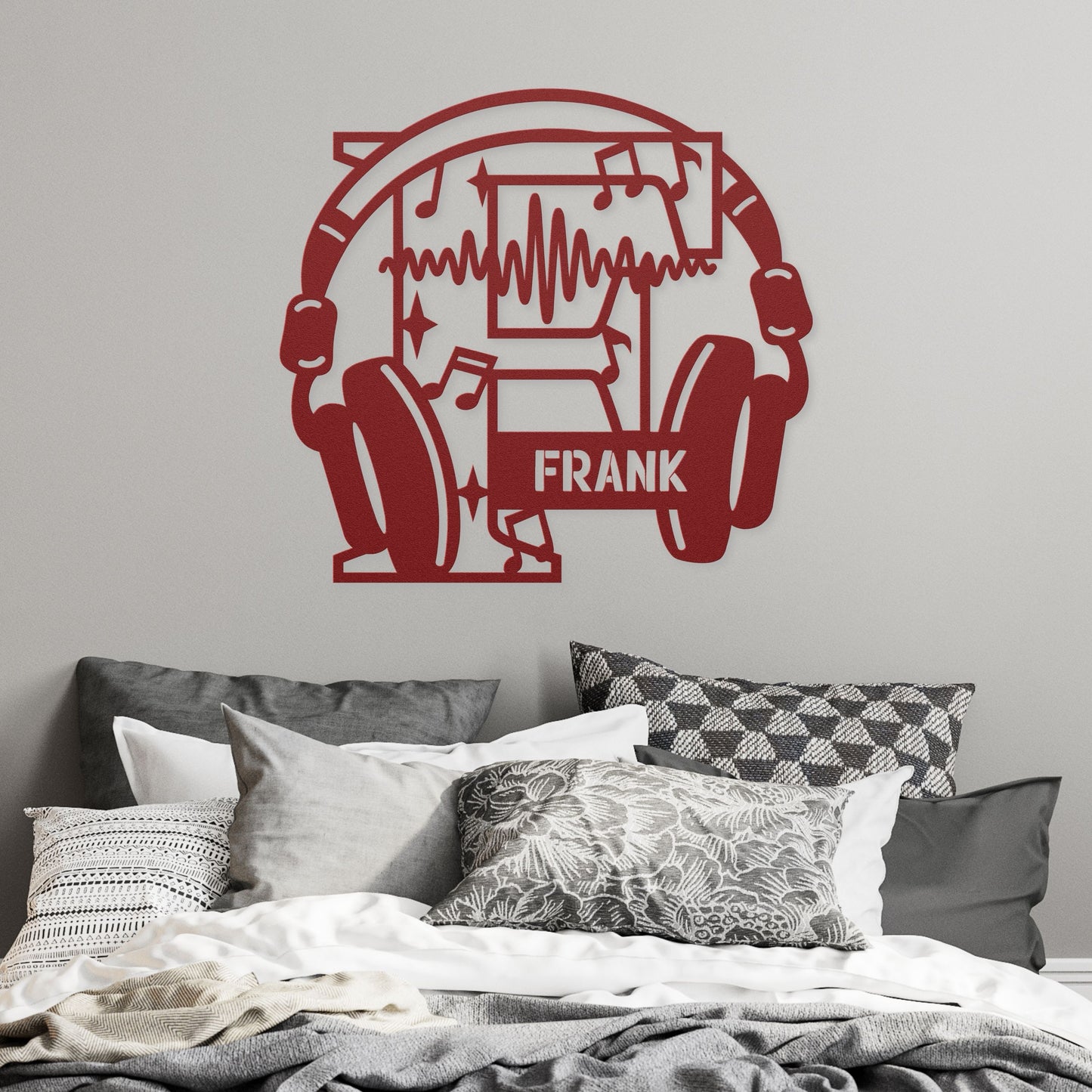 Personalized Headphones Monogram Letter F - Metal Sign