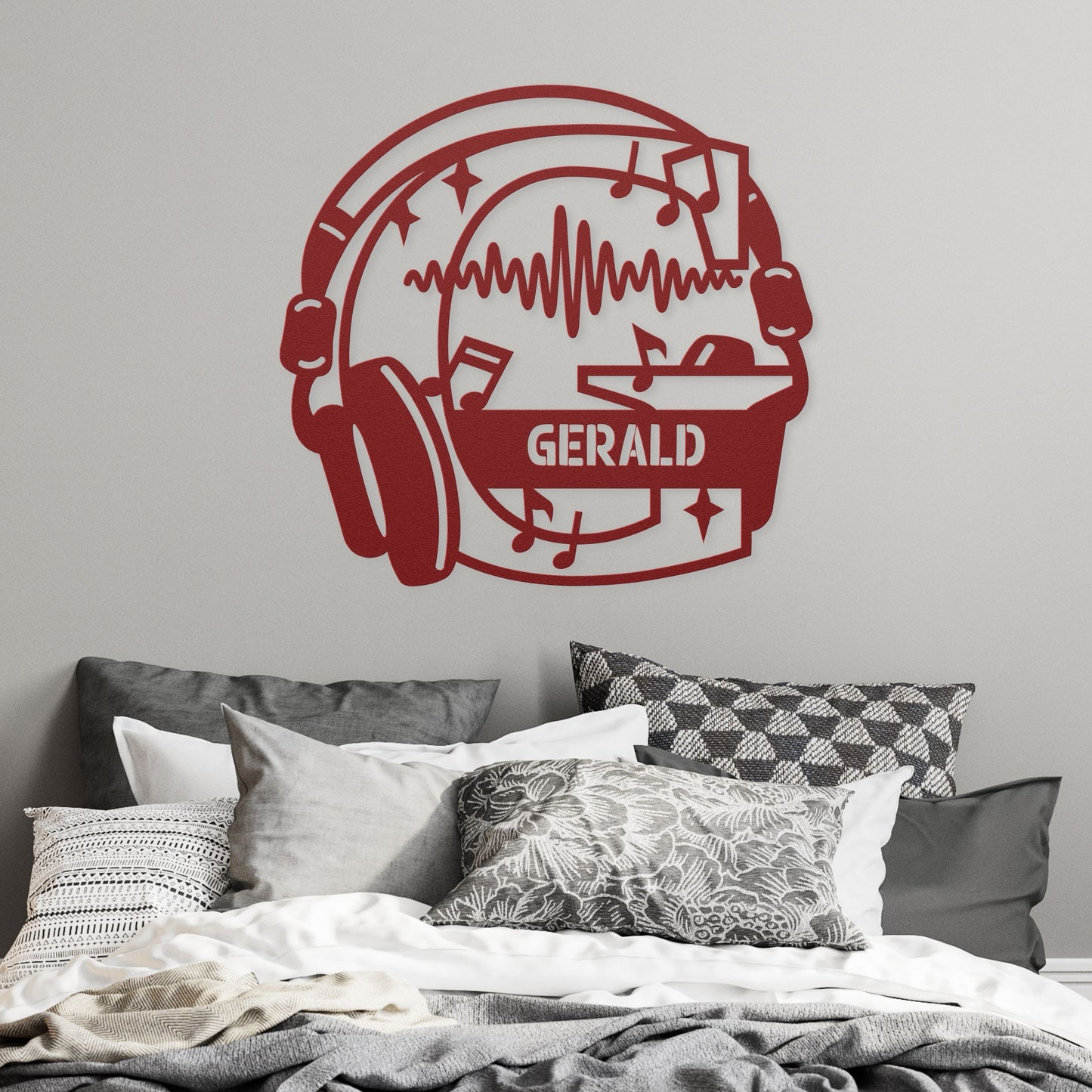 Personalized Headphones Monogram Letter G - Metal Sign
