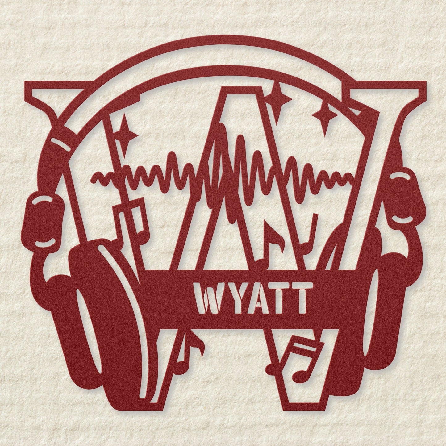 Personalized Headphones Monogram Letter W - Metal Sign