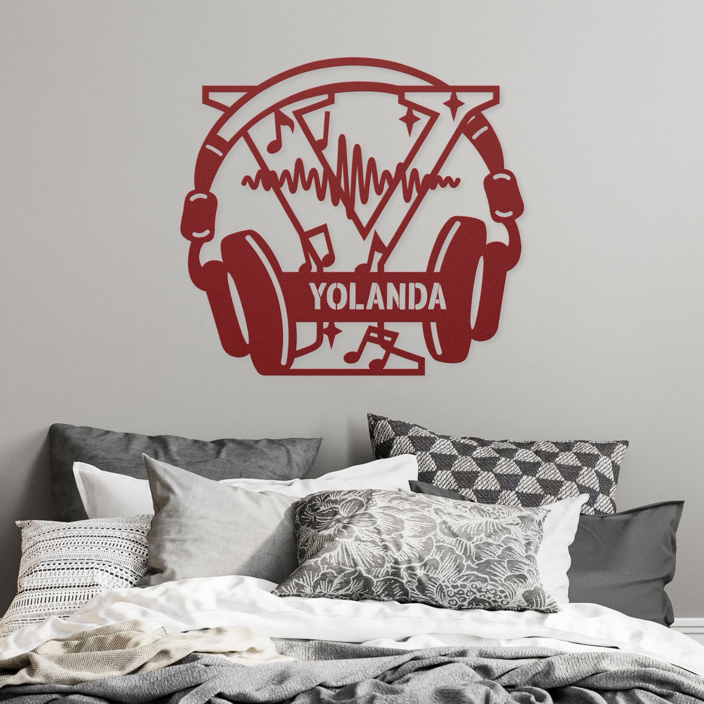 Personalized Headphones Monogram Letter Y Metal Sign
