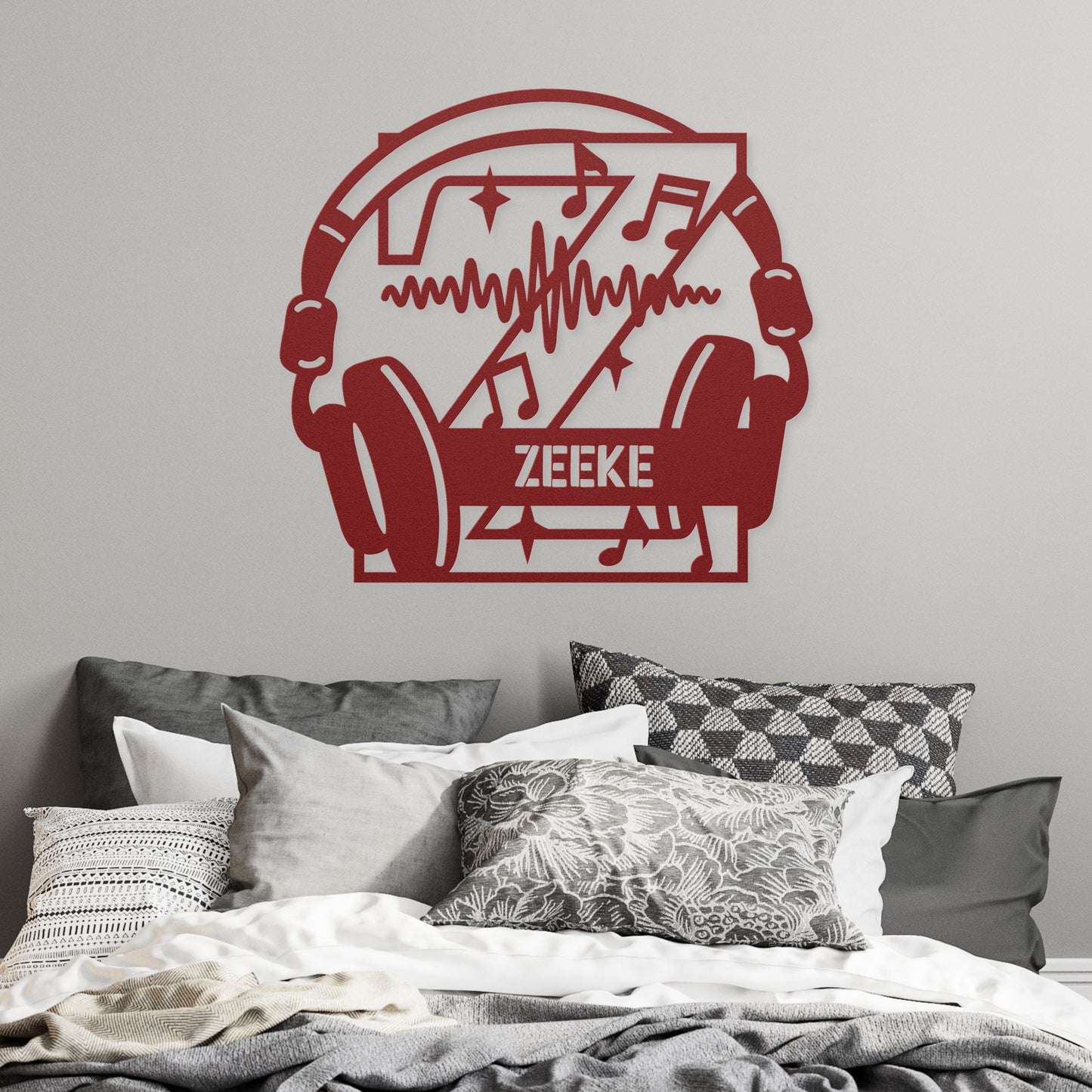 Personalized Headphones Monogram Letter Z - Metal Sign