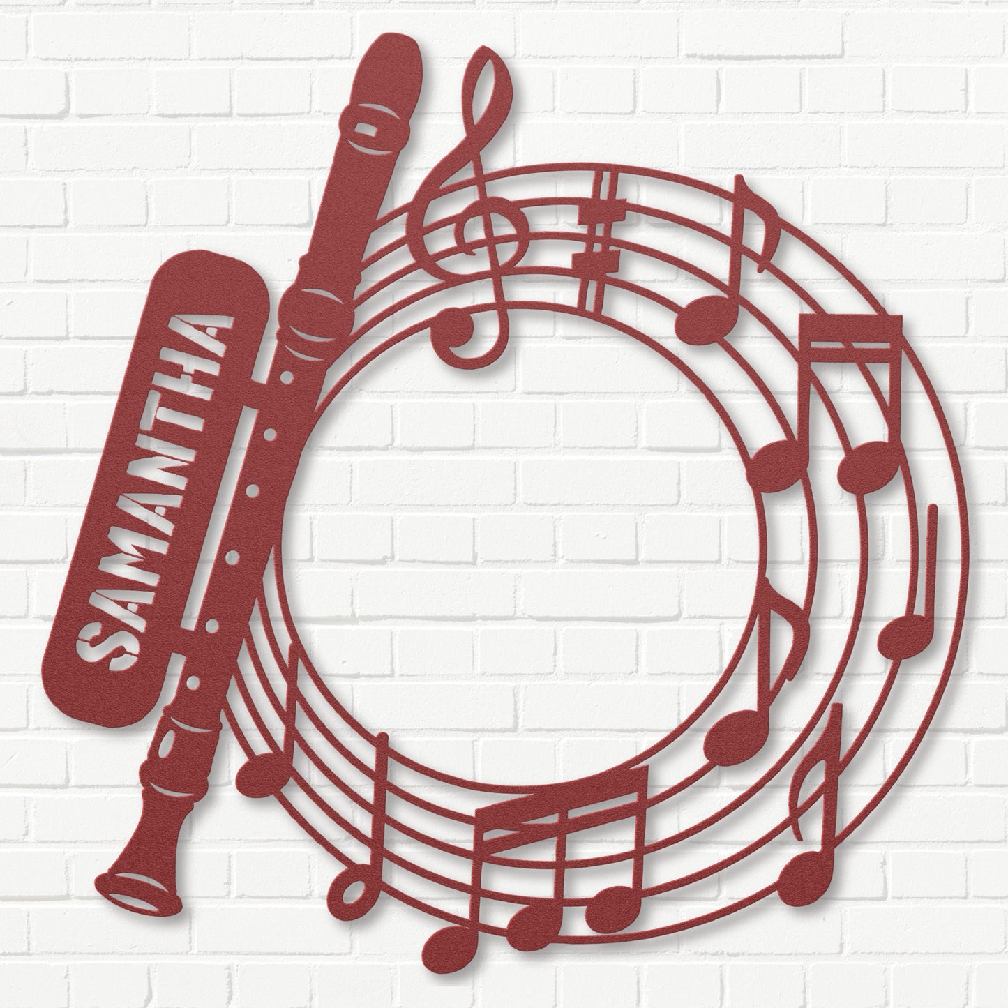 Musical Flute with Notes - Metal Sign