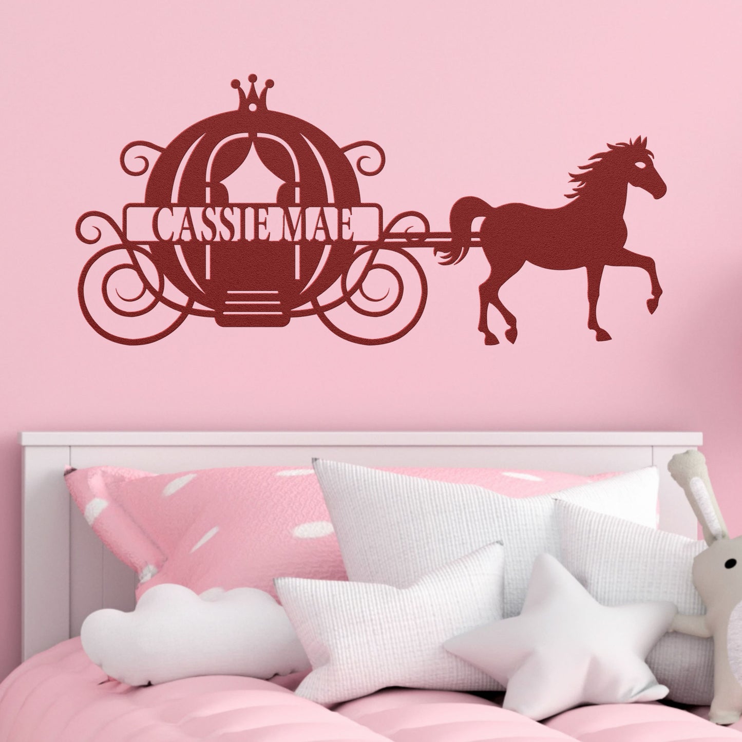 Princess Carriage with Horse Metal Wall Art