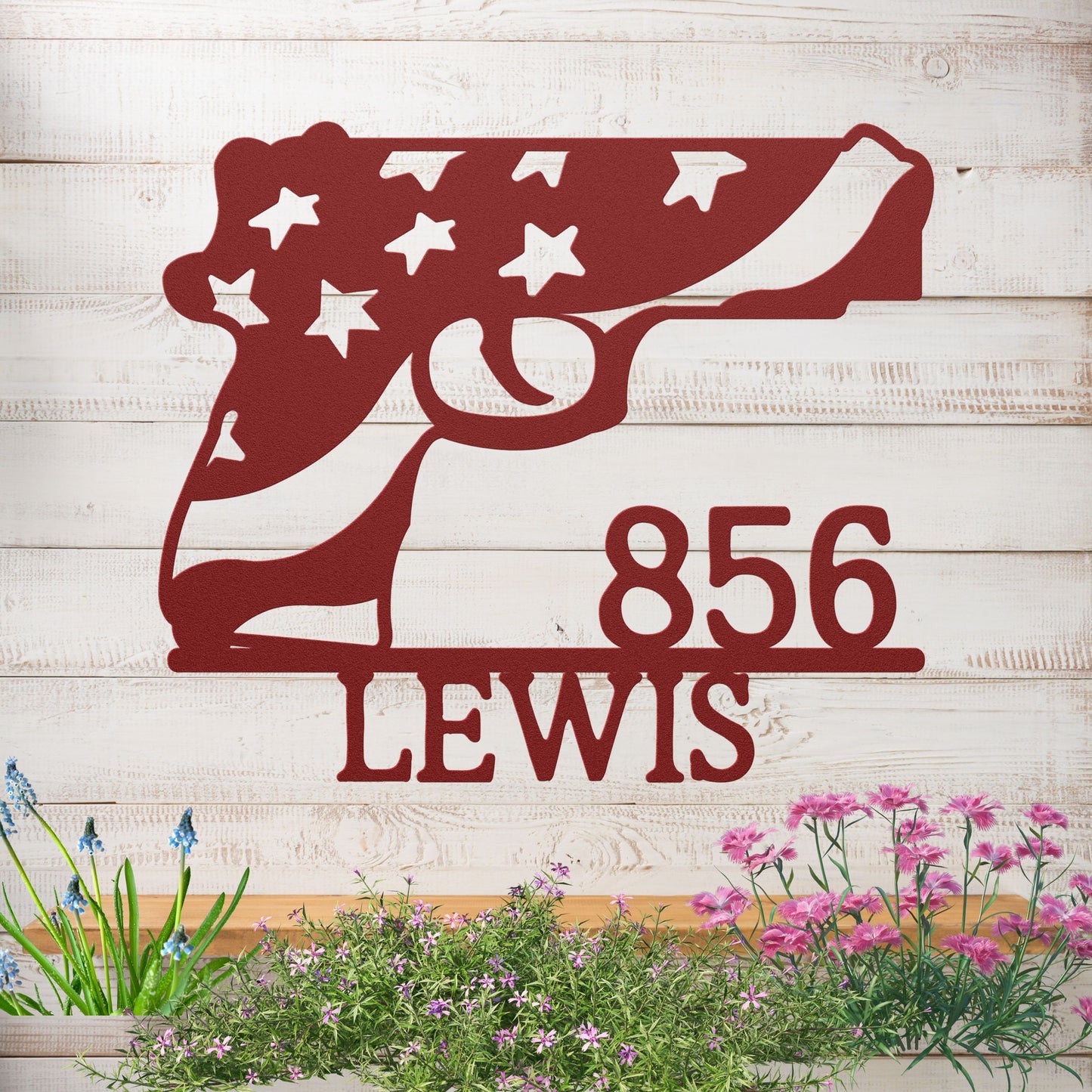 Patriotic Metal Address Sign USA Flag