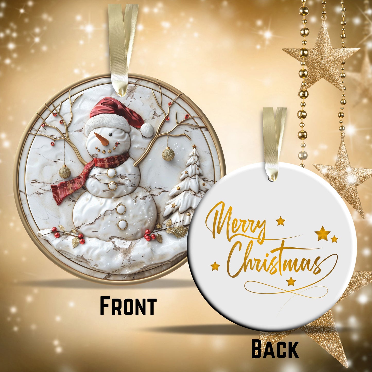 Red & Gold Christmas Ceramic Ornament 35-01