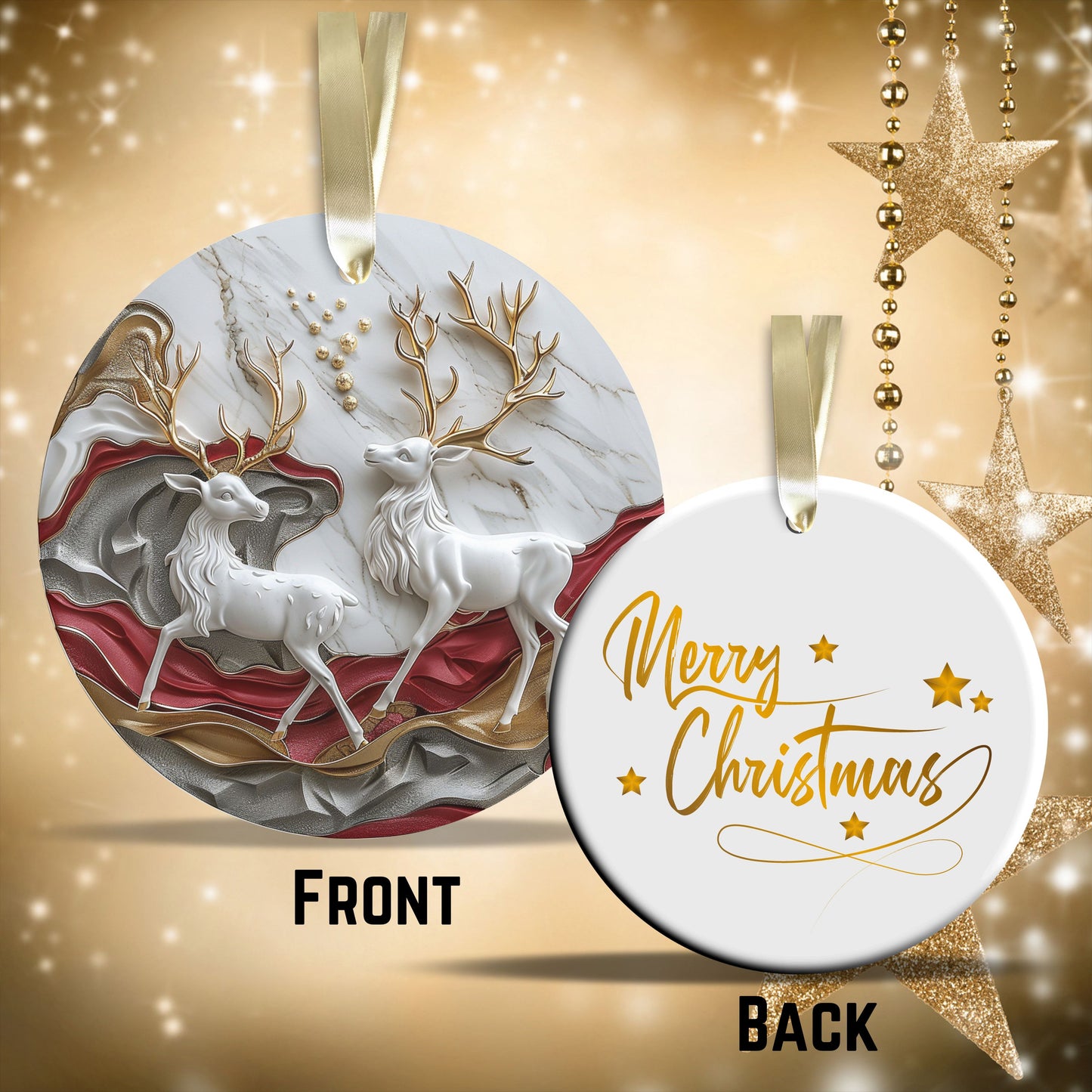 Red & Gold Christmas Ceramic Ornament 35-07
