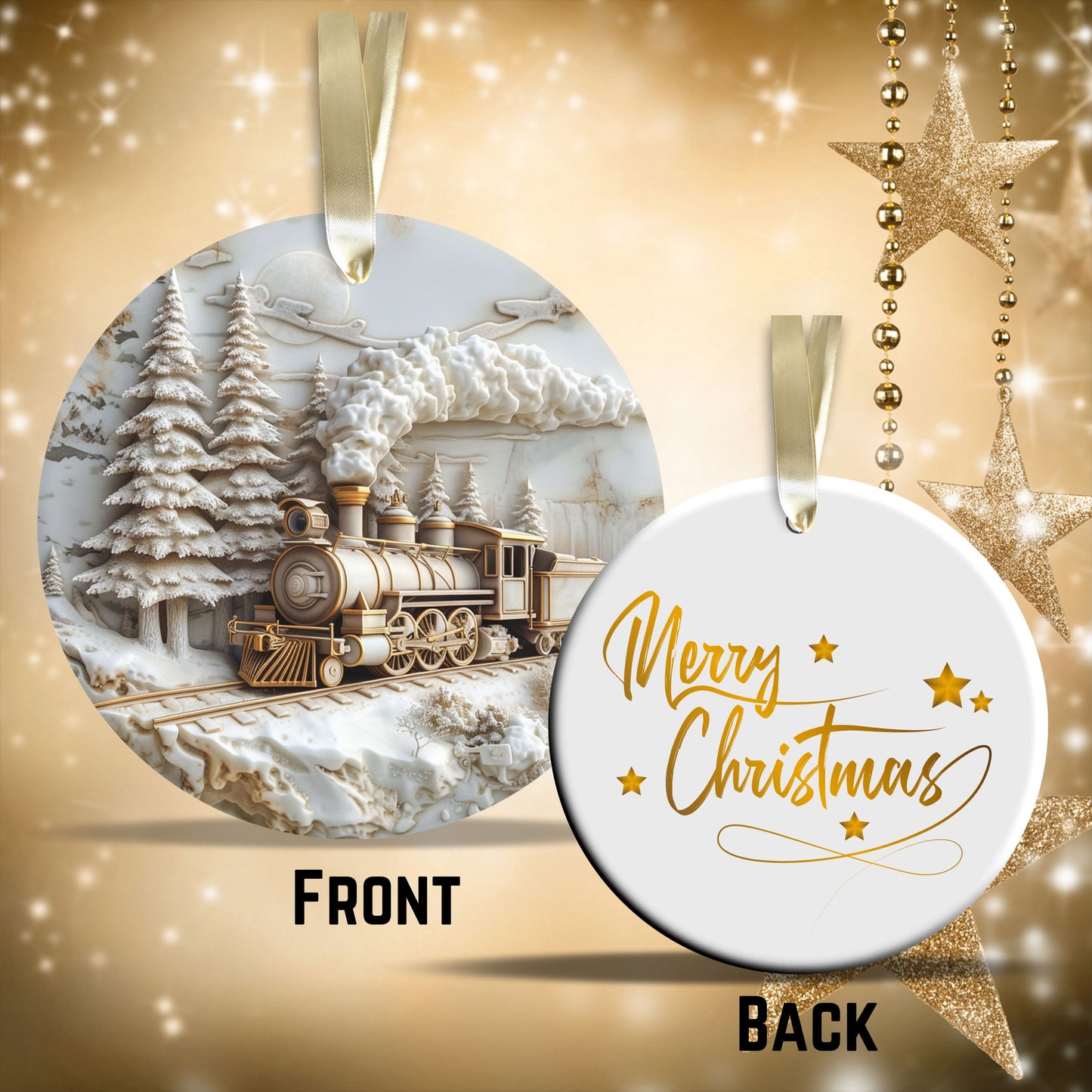 Red & Gold Christmas Ceramic Ornament 35-08