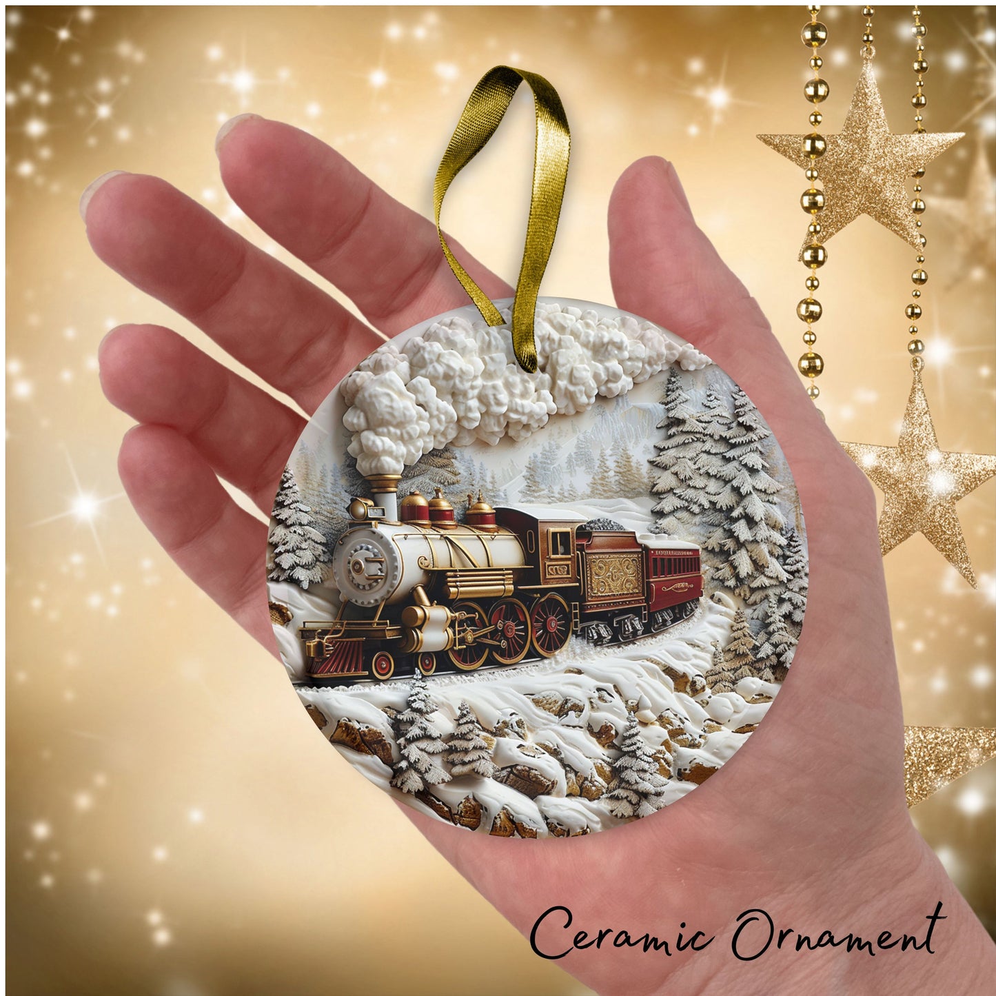 Red & Gold Christmas Ceramic Ornament 35-09