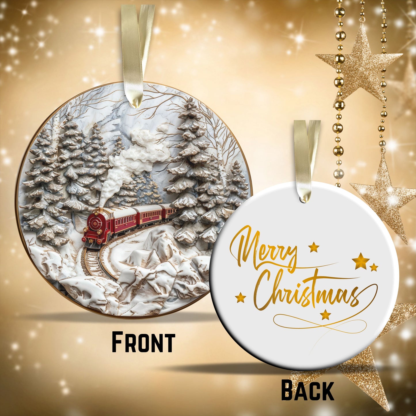 Red & Gold Christmas Ceramic Ornament 35-10