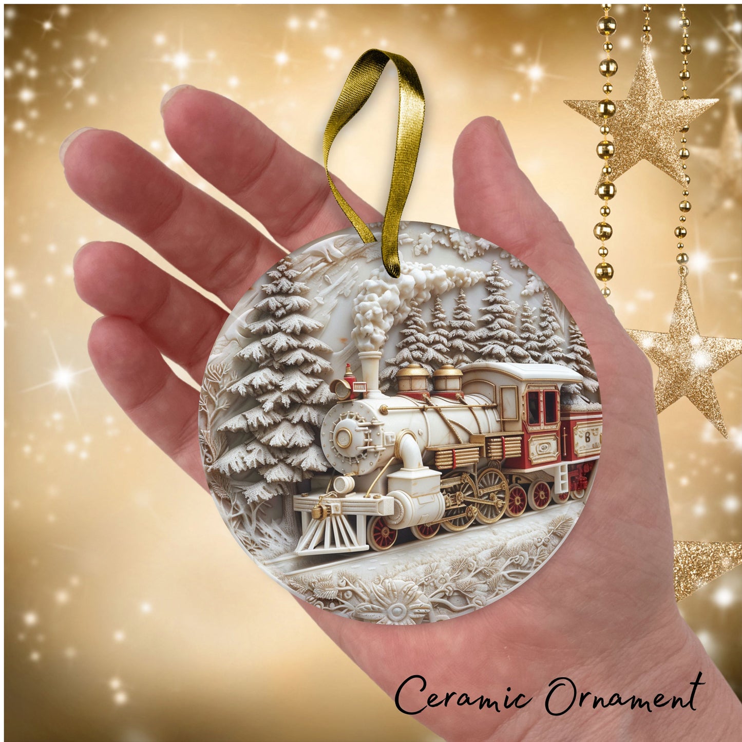 Red & Gold Christmas Ceramic Ornament 35-11
