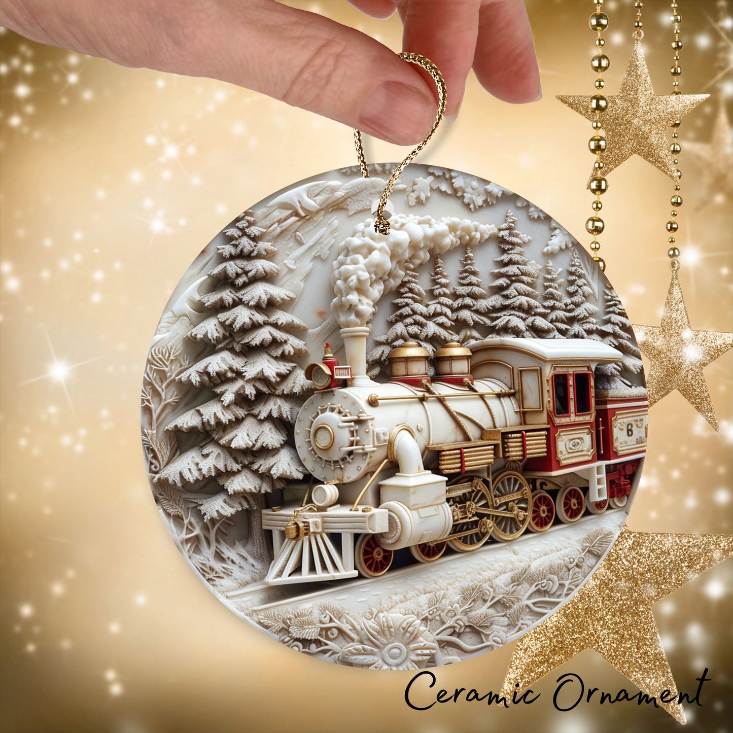 Red & Gold Christmas Ceramic Ornament 35-11
