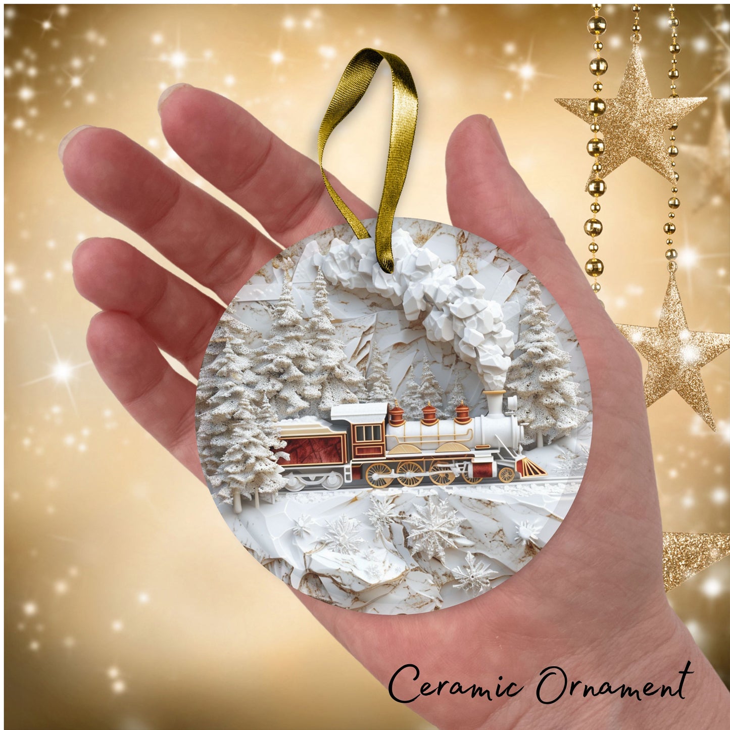 Red & Gold Christmas Ceramic Ornament 35-13