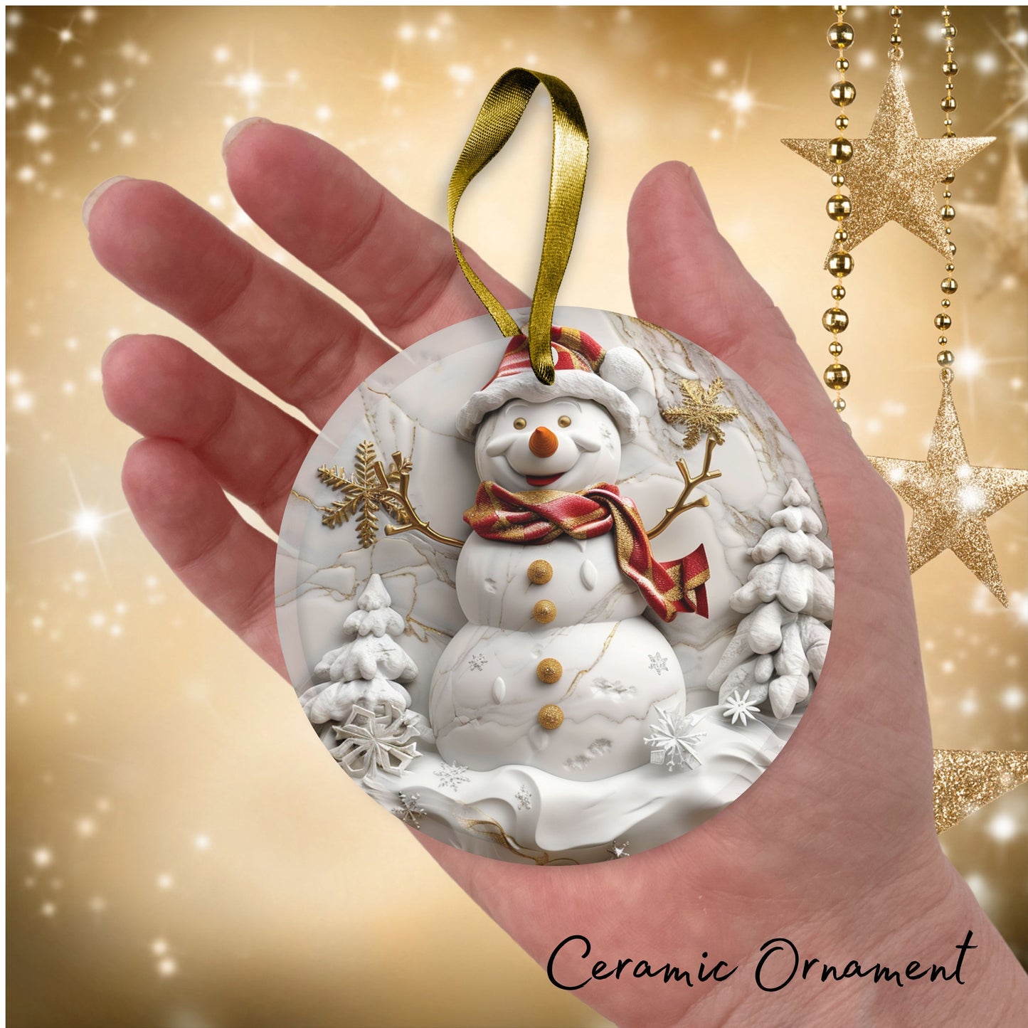 Red & Gold Christmas Ceramic Ornament 35-14