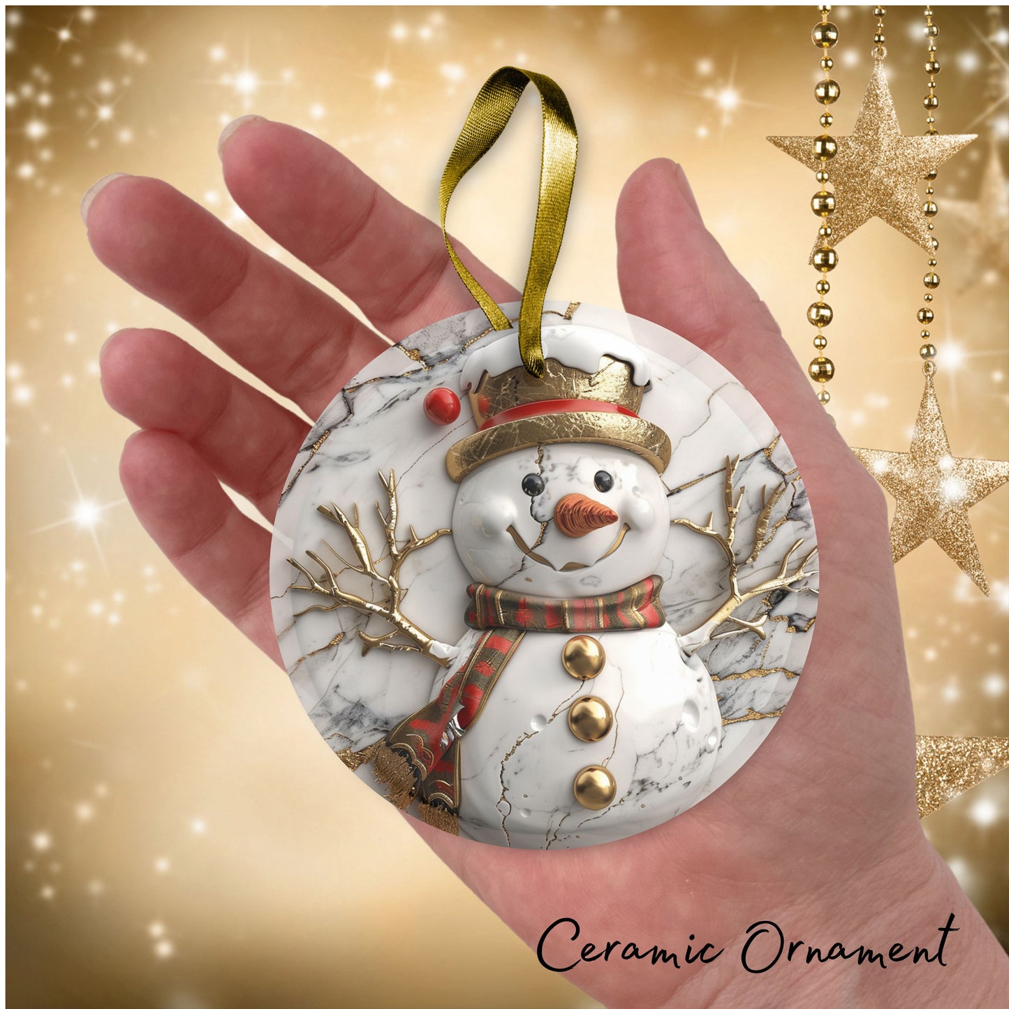 Red & Gold Christmas Ceramic Ornament 35-15