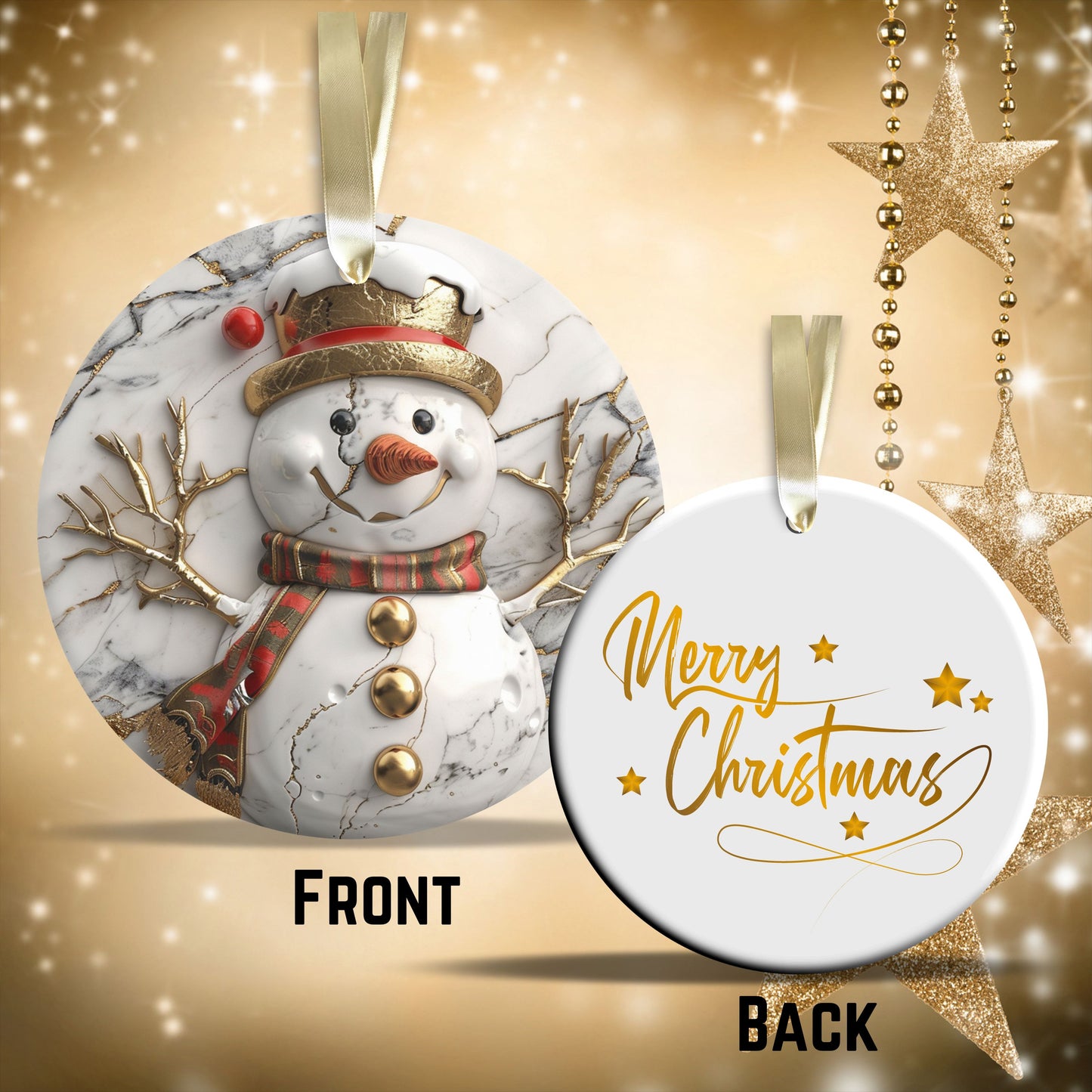 Red & Gold Christmas Ceramic Ornament 35-15