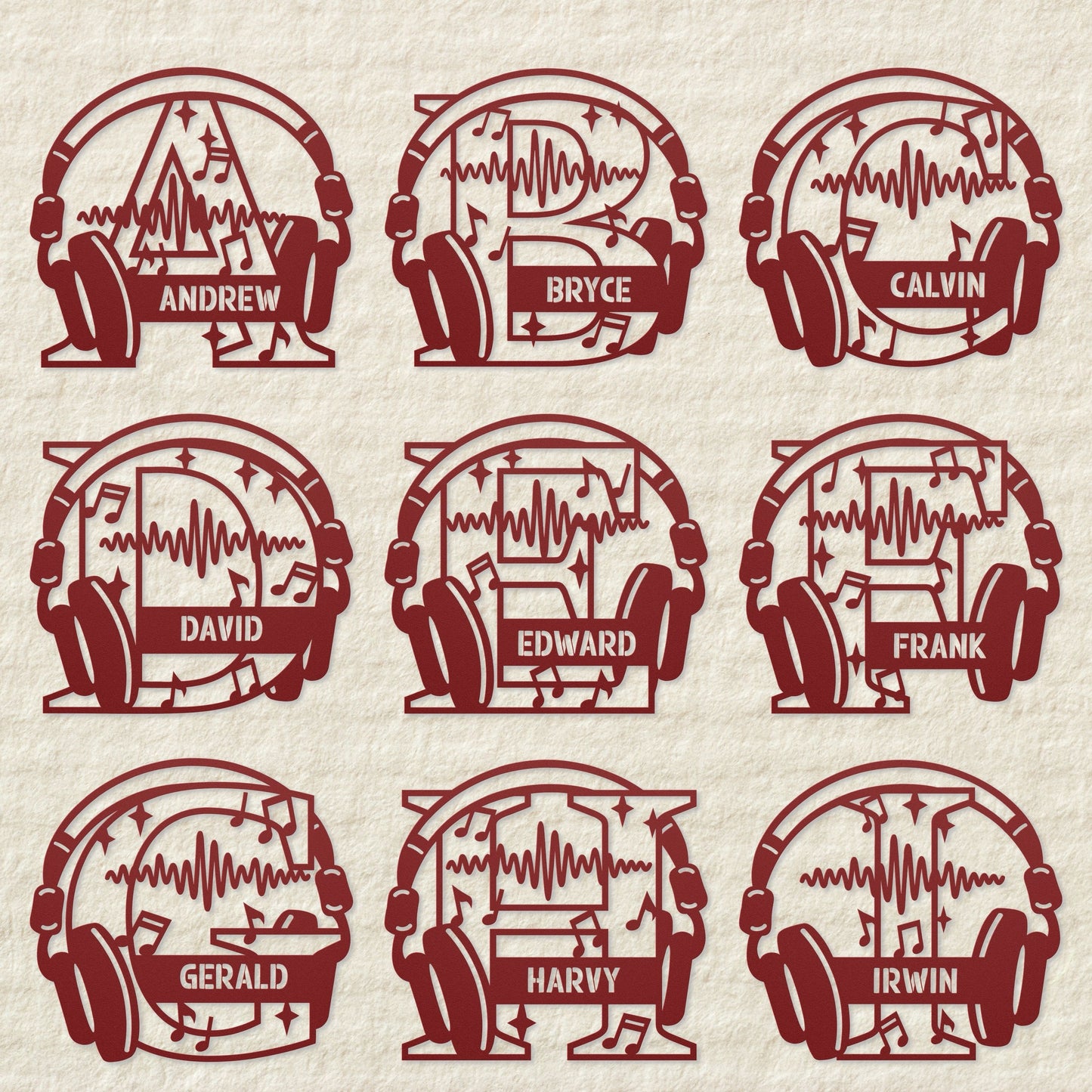Personalized Headphones Monogram Metal Sign