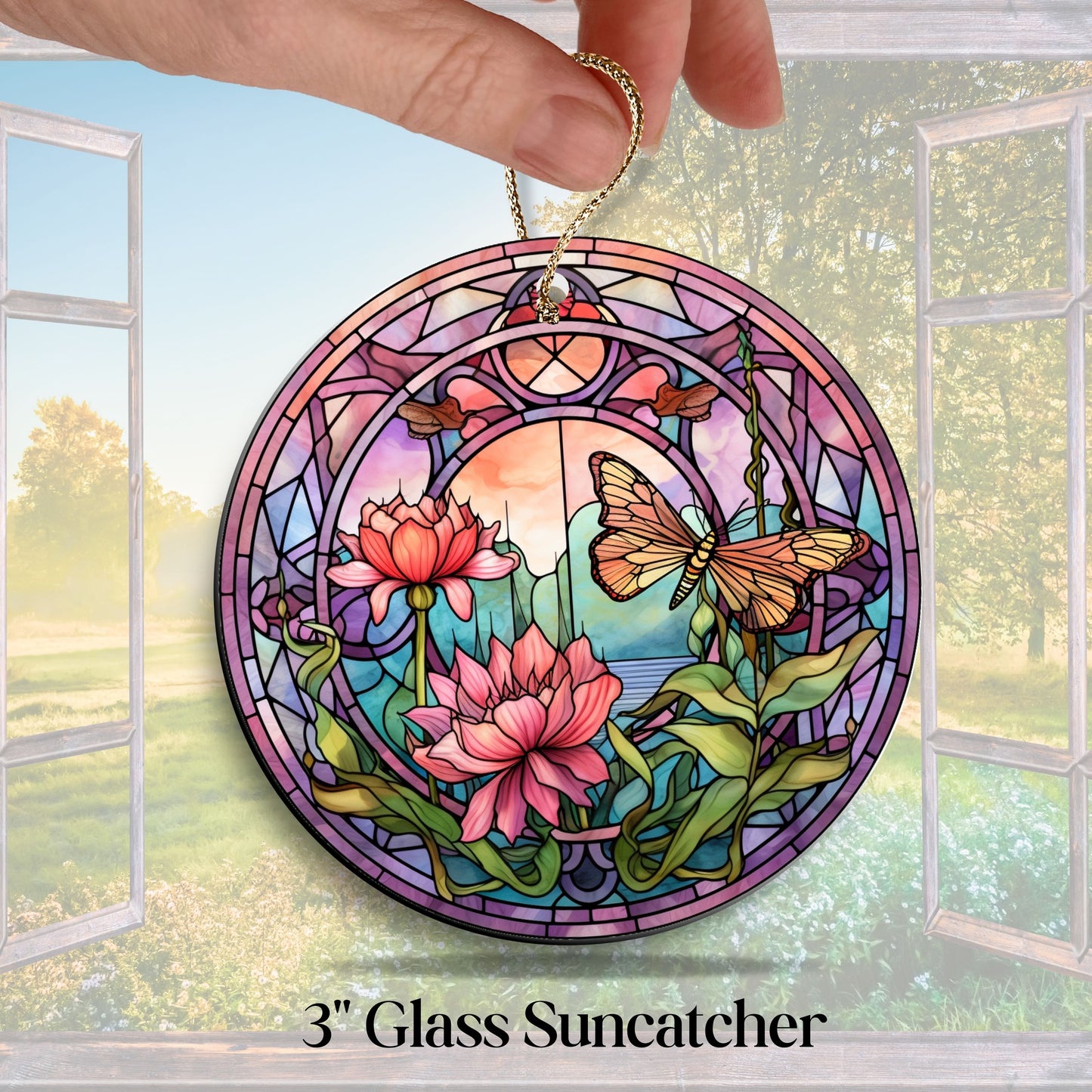 Glass Suncatcher Stained Glass 101-10 Whimsical Springtime