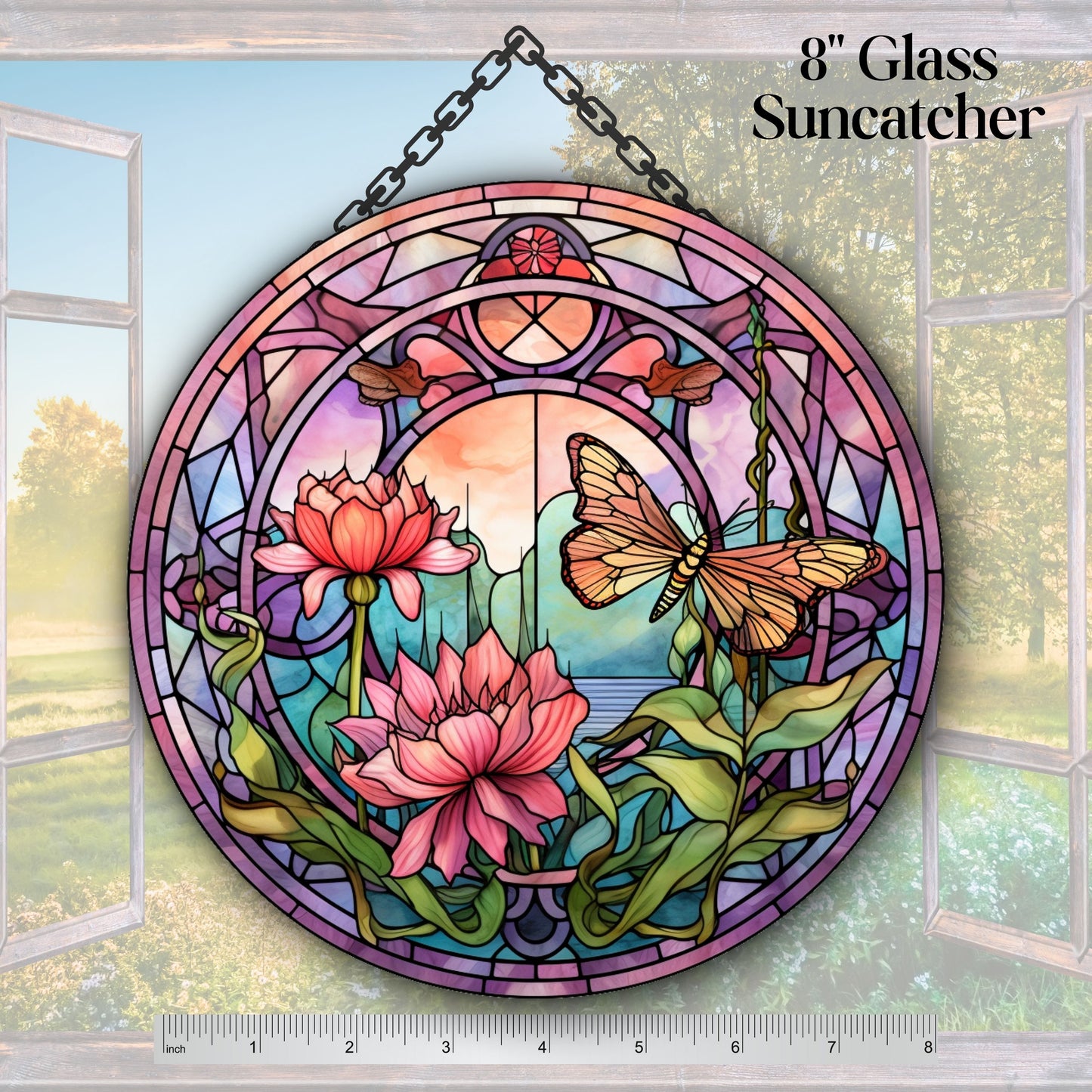 Glass Suncatcher Stained Glass 101-10 Whimsical Springtime